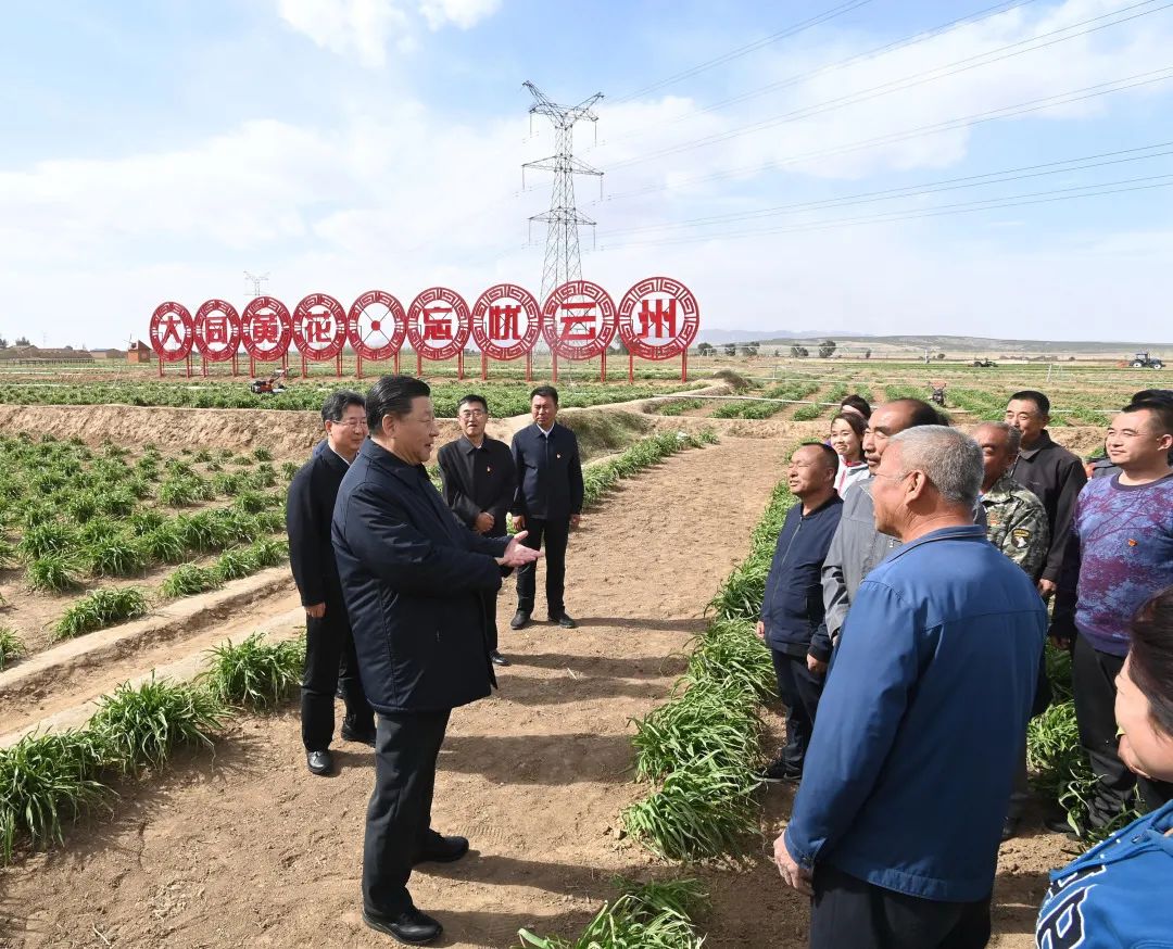 2020年5月11日，習(xí)近平考察山西大同市云州區(qū)有機(jī)黃花標(biāo)準(zhǔn)化種植基地。新華社記者 李學(xué)仁 攝